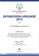 Special Olympics Sponsoren Urkunde